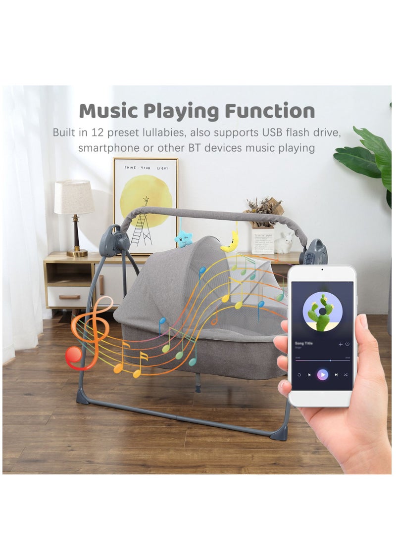 XiuWoo Automatic Electric Baby Swing Cradle and Rocking Bouncer Bed Crib with Adjustable Speed, Bluetooth Music, Pillow and Pad  - Image 4