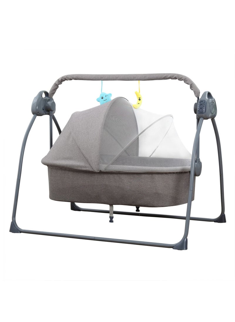 XiuWoo Automatic Electric Baby Swing Cradle and Rocking Bouncer Bed Crib with Adjustable Speed, Bluetooth Music, Pillow and Pad  - Image 2