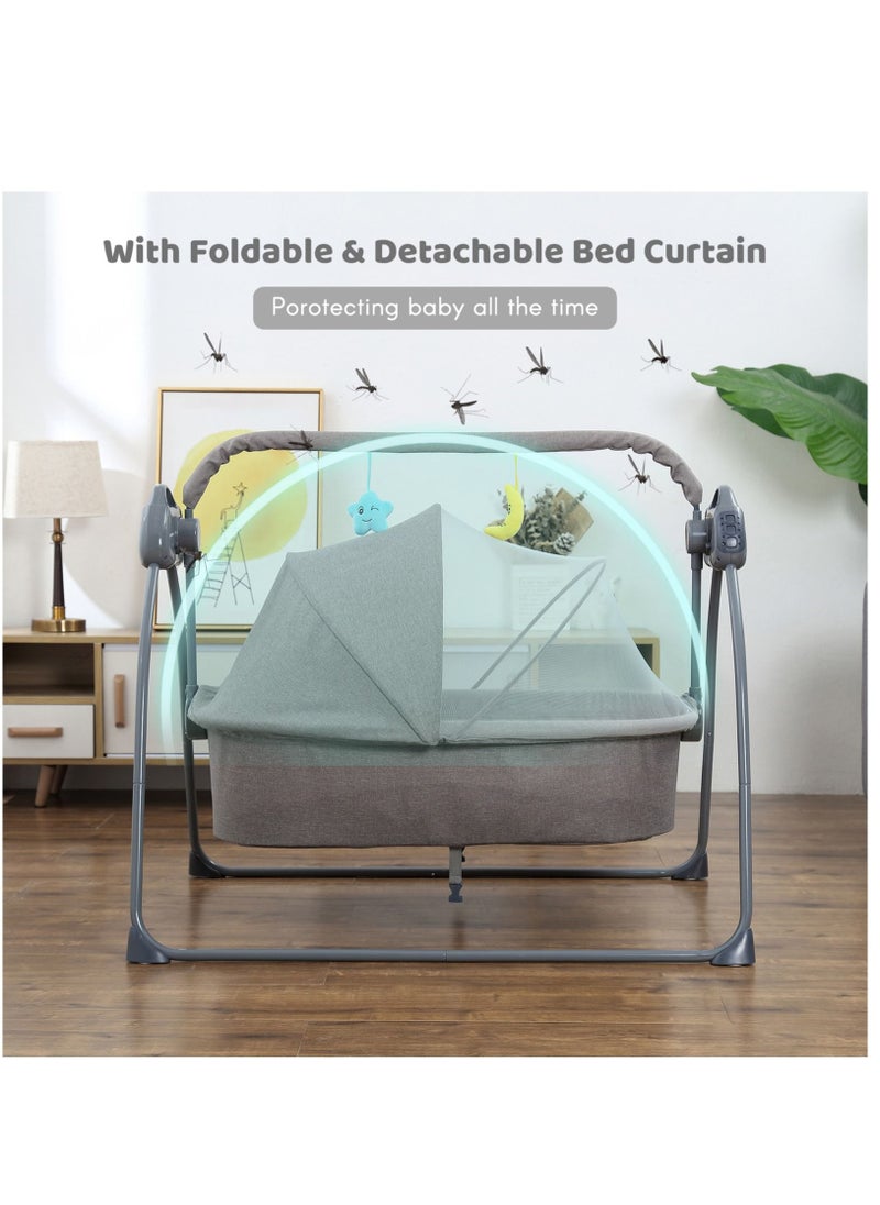 Automatic Electric Baby Swing Cradle and Rocking Bouncer Bed Crib with Adjustable Speed, Bluetooth Music, Pillow and Pad