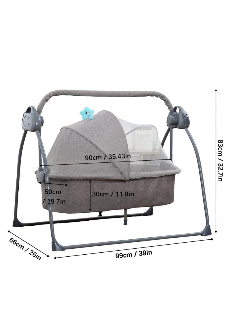 Automatic Electric Baby Swing Cradle and Rocking Bouncer Bed Crib with Adjustable Speed, Bluetooth Music, Pillow and Pad