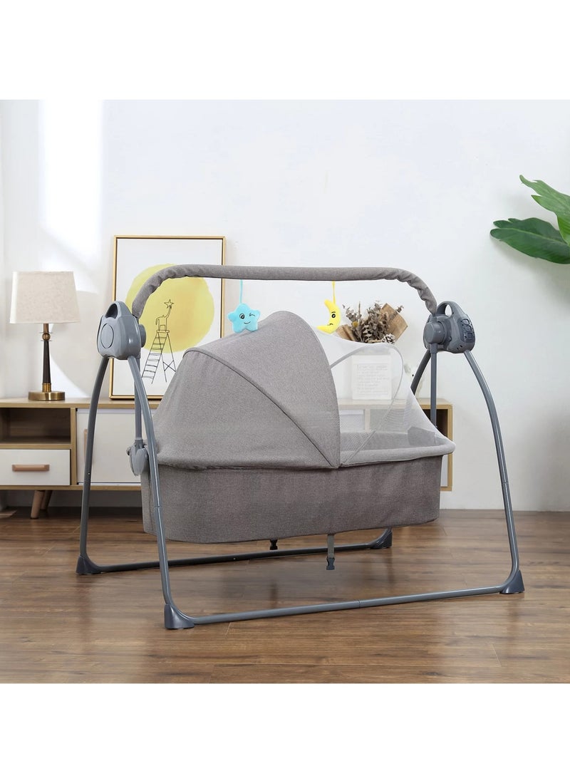 XiuWoo Automatic Electric Baby Swing Cradle and Rocking Bouncer Bed Crib with Adjustable Speed, Bluetooth Music, Pillow and Pad  - Image 1