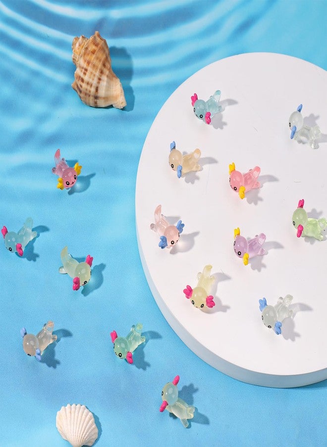 Hoemwarm 120 Pcs Mini Luminous Axolotl Resin Charms Bulk 8 Colors Tiny Luminous Axolotl Resin Figurine Toy Charms Small Ornament Figurine Decoration for Home Garden Landscape DIY Ornament - Image 5