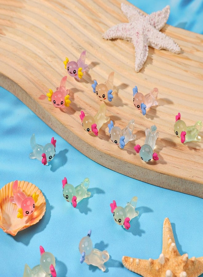 Hoemwarm 120 Pcs Mini Luminous Axolotl Resin Charms Bulk 8 Colors Tiny Luminous Axolotl Resin Figurine Toy Charms Small Ornament Figurine Decoration for Home Garden Landscape DIY Ornament - Image 3