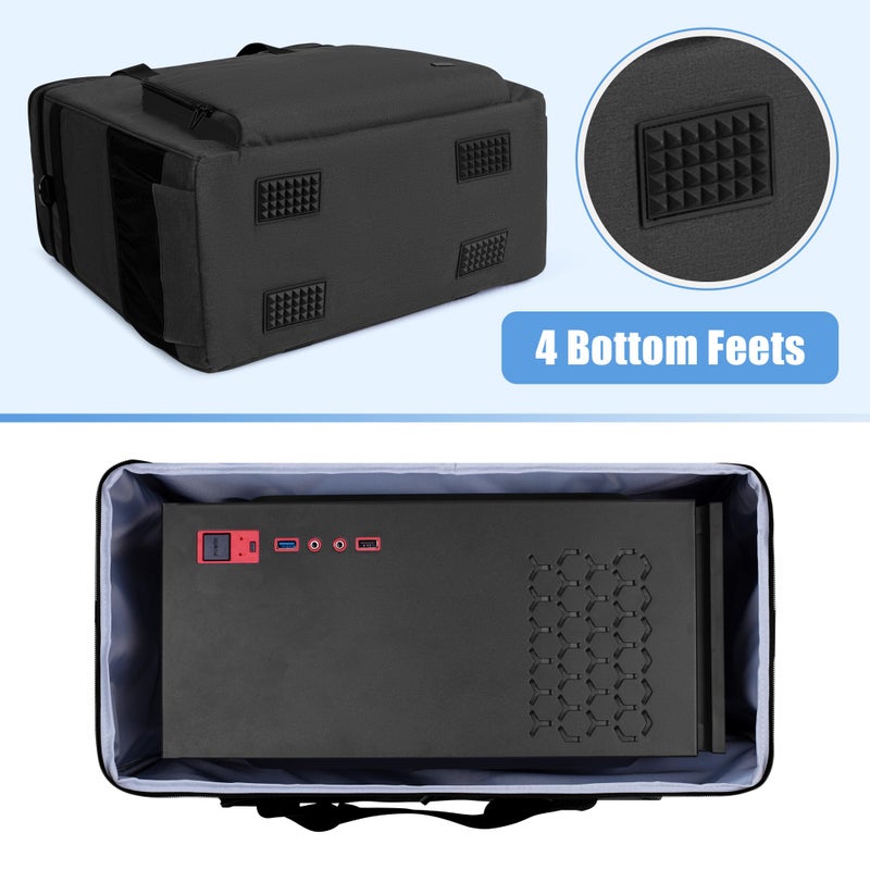 CURMIO Double-Layer PC Carrying Case, Desktop Computer Travel Bag for PC Chassis, Keyboard, Mouse and Headphone, Bag Only, Black - Image 3