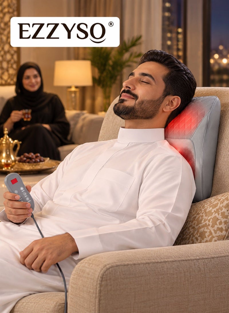 إيزي سو مدلك الرقبة مع وسادة تدليك ثلاثية الأبعاد بالحرارة لتخفيف الألم  أجهزة تدليك الرقبة والظهر والكتفين والساقين للاسترخاء من التوتر في المنزل والمكتب والسيارة - Image 3