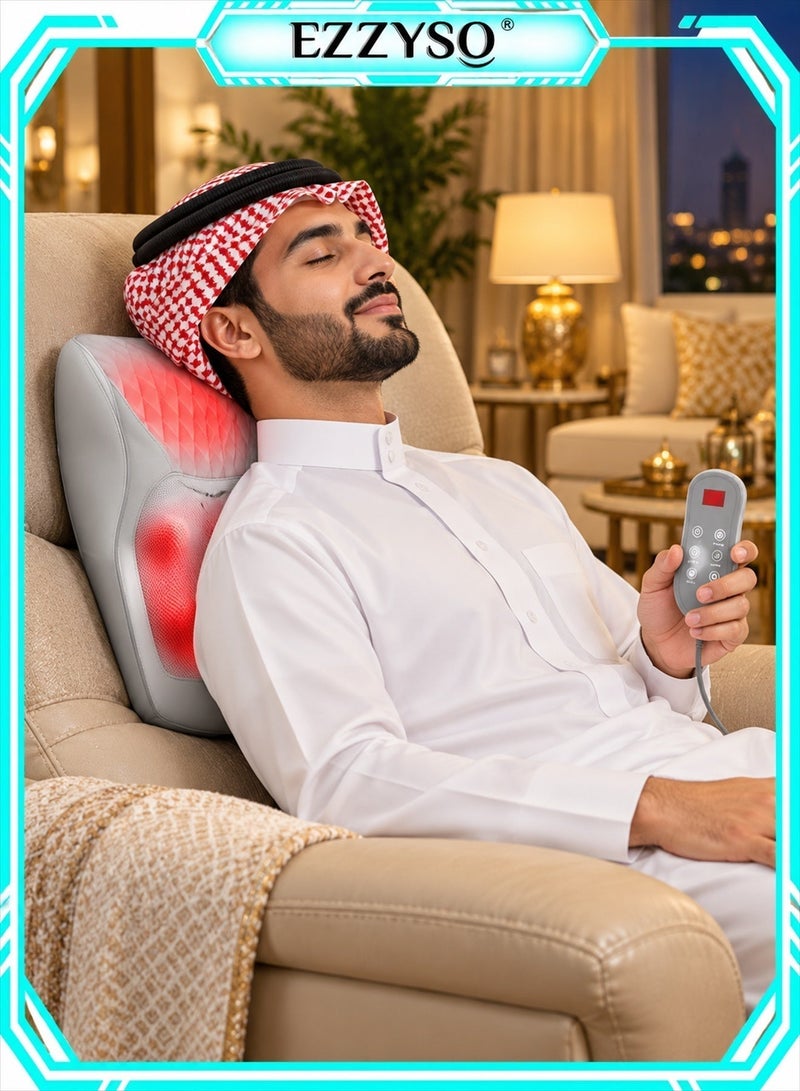 إيزي سو مدلك الرقبة مع وسادة تدليك ثلاثية الأبعاد بالحرارة لتخفيف الألم  أجهزة تدليك الرقبة والظهر والكتفين والساقين للاسترخاء من التوتر في المنزل والمكتب والسيارة - Image 2