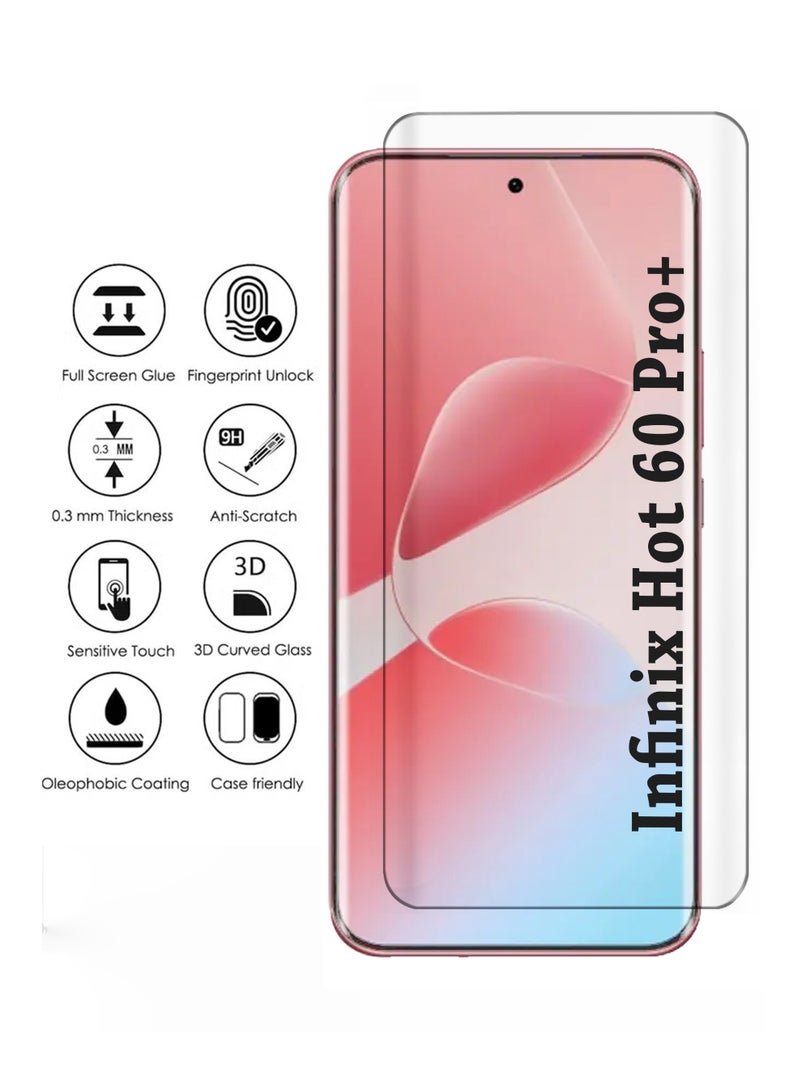 Infinix Hot 60 Pro+  5G Premium Tempered Glass Design For Infinix Hot 60 Pro+  5G Smartphone Advanced Border Less Full Edge To Edge UV Screen Protector And Easy Installation Kit - Image 2
