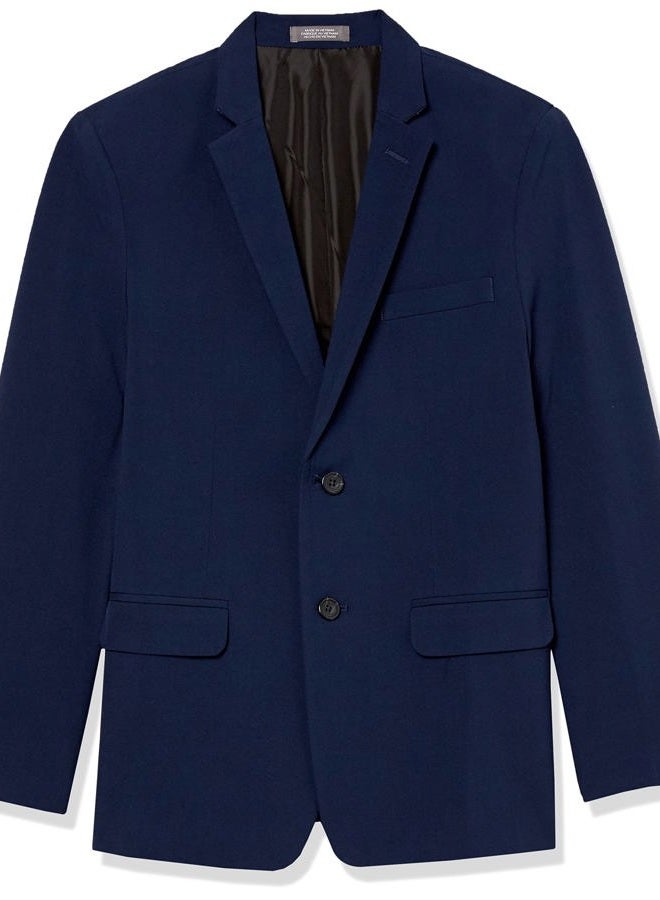 Boys' Flex Stretch Suit Jacket, Bank Blue Solid, 8 Husky