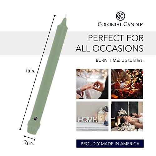 Colonial Candle Unscented Taper Candle, Classic Collection, Colonial Classic Green, 10 In, Pack of 12 - Up to 8 Hours Burn - Image 3