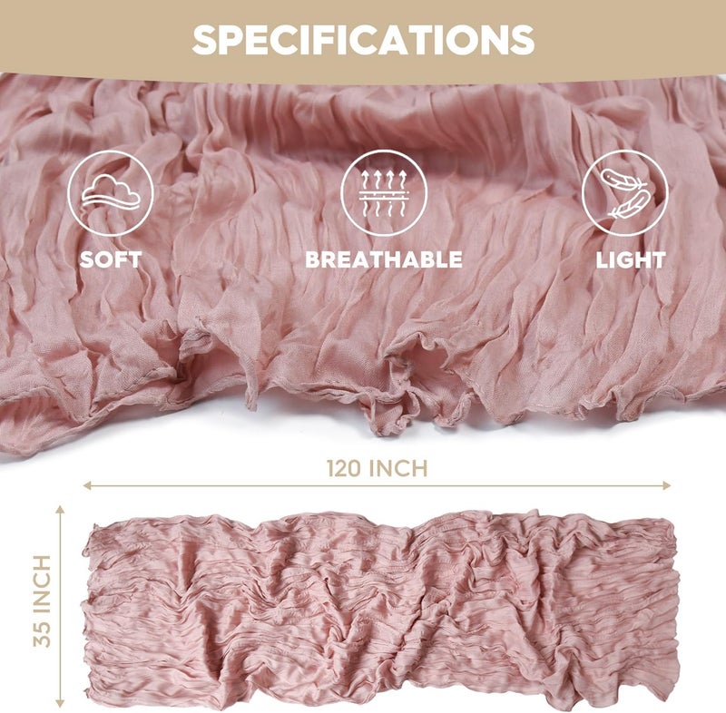 Artoid Mode Boho Dusty Pink Gauze Wedding Cheesecloth Table Runner set of 6, 35x120 Inch Seasonal Fabric Kitchen Dining Holiday Table Decor for Home Party - Image 5