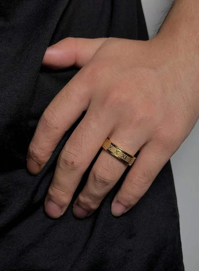 Take Two Gold Roman Numeral Band Ring