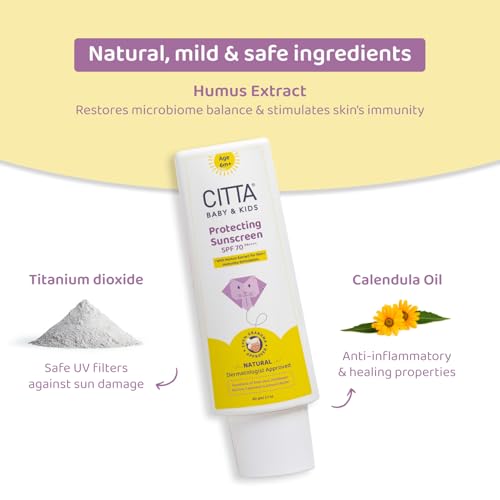 CITTA Baby & Kids Sunscreen SPF 70 PA++++ | UVA/UVB/Digital Blue Light Protection | Hypoallergenic & Non-Greasy | Dermatologist Approved | With Humus Extract for Skin Immunity | Paraben-Free | 60g - Image 3