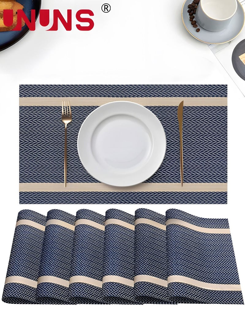 UNUNS PVC Placemat,6 PCS Of Non-Slip Place Mats,Heat-Resistant Rectangular Washable Table Mats For Dining Patio Table Kitchen Decor - Image 1