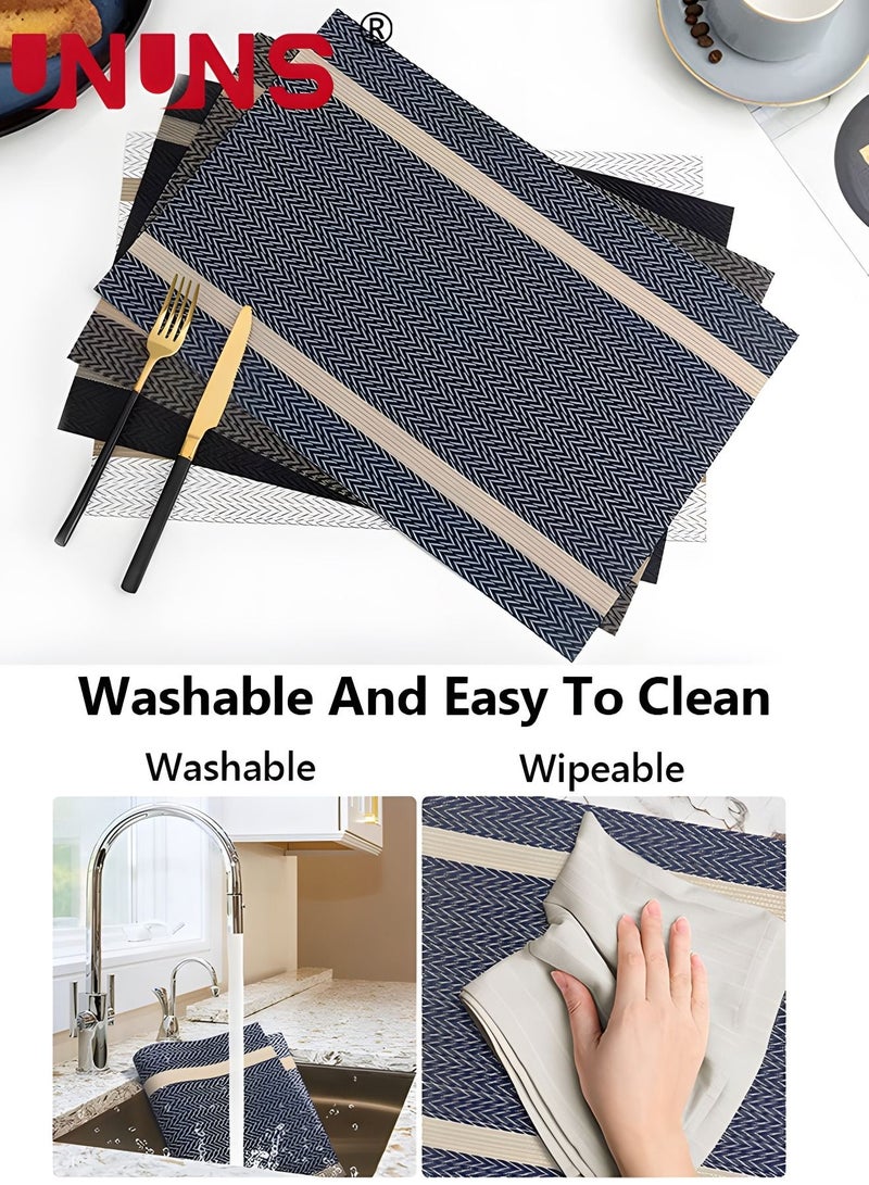 UNUNS PVC Placemat,6 PCS Of Non-Slip Place Mats,Heat-Resistant Rectangular Washable Table Mats For Dining Patio Table Kitchen Decor - Image 3