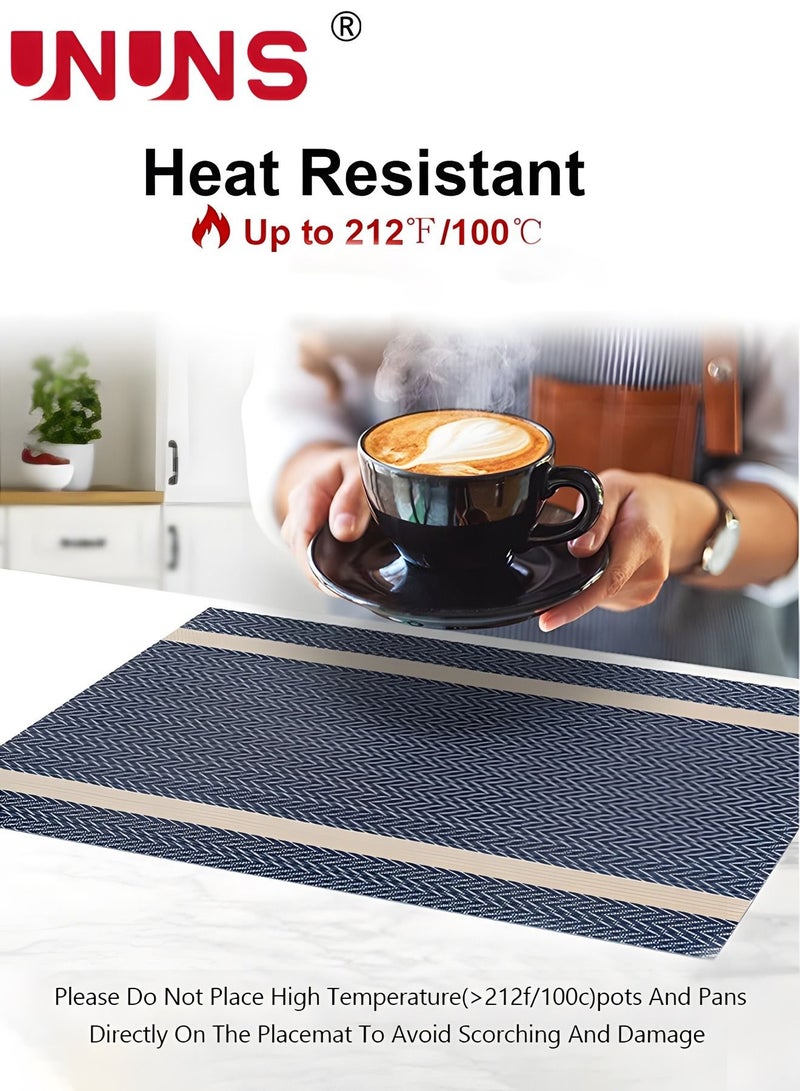UNUNS PVC Placemat,6 PCS Of Non-Slip Place Mats,Heat-Resistant Rectangular Washable Table Mats For Dining Patio Table Kitchen Decor - Image 2