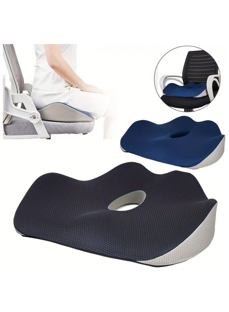 دينكس وسادة مقعد مريحة من الميموري فوم من دينكس، وسادة كرسي لتقويم العظام جيدة التهوية ومضادة للانزلاق مع فتحة مركزية لتخفيف الضغط، وسادة دعم محمولة للمكتب والسيارة والكرسي المتحرك والسفر والراحة المنزلية - Image 1
