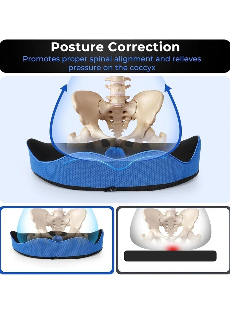 دينكس وسادة مقعد مريحة من الميموري فوم من دينكس، وسادة كرسي لتقويم العظام جيدة التهوية ومضادة للانزلاق مع فتحة مركزية لتخفيف الضغط، وسادة دعم محمولة للمكتب والسيارة والكرسي المتحرك والسفر والراحة المنزلية - Image 5