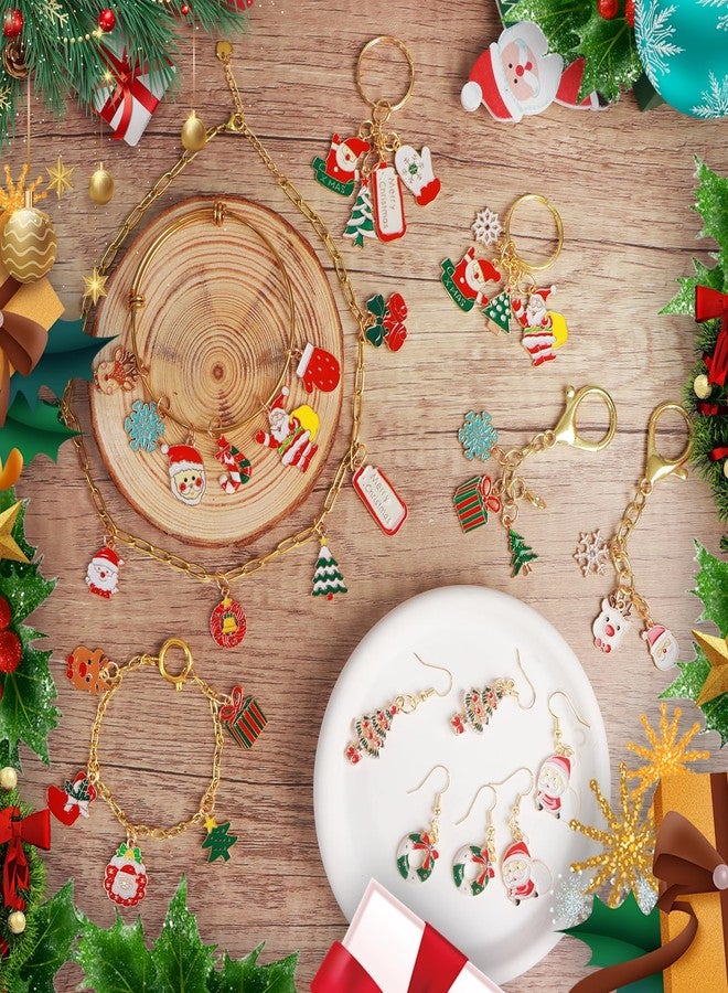PPVWEY 120 Pcs Christmas Charms for Jewelry Making,Assorted Gold Plated Enamel Xmas Pendants for DIY Necklace Bracelet Earrings,Santa Snowflake Snowman Christmas Tree Charms Bulk for Crafts Making - Image 4