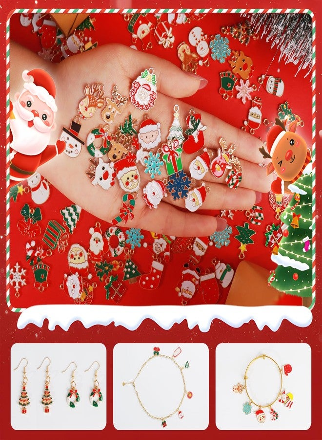 PPVWEY 120 Pcs Christmas Charms for Jewelry Making,Assorted Gold Plated Enamel Xmas Pendants for DIY Necklace Bracelet Earrings,Santa Snowflake Snowman Christmas Tree Charms Bulk for Crafts Making - Image 5