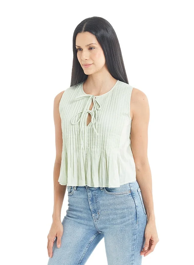 اشاراي Women's Sleeveless Solid Top With Pin Tucks  Comfortable Material, Breathable Daily Wear, Casual Fashion Outfit, Special Occasion Outfit, Trendy & Chic Apparel