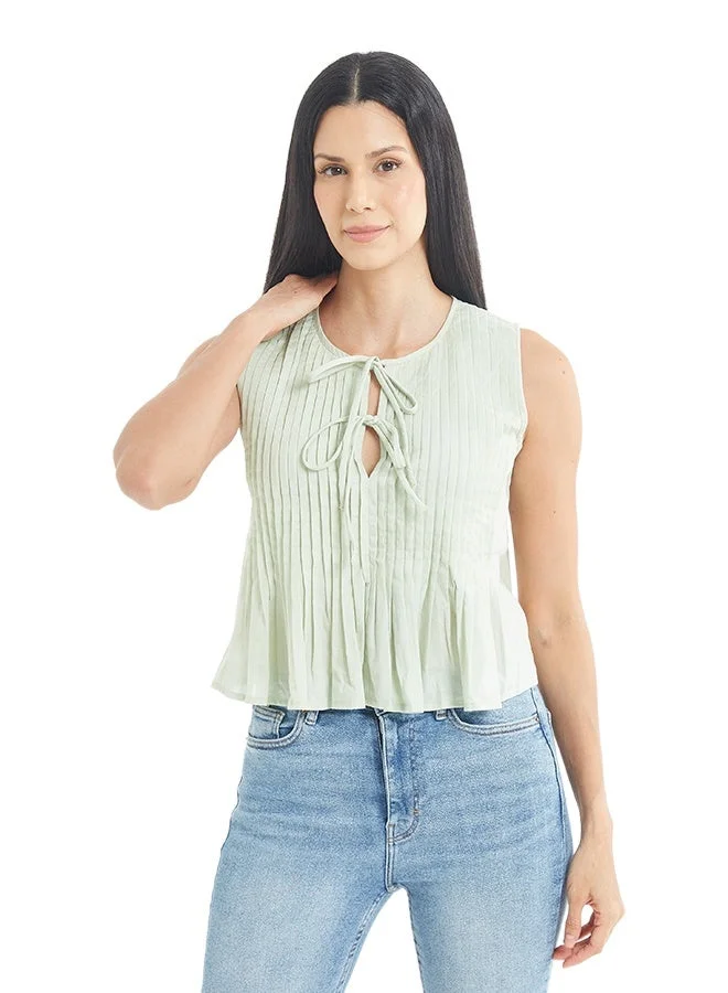 اشاراي Women's Sleeveless Solid Top With Pin Tucks  Comfortable Material, Breathable Daily Wear, Casual Fashion Outfit, Special Occasion Outfit, Trendy & Chic Apparel