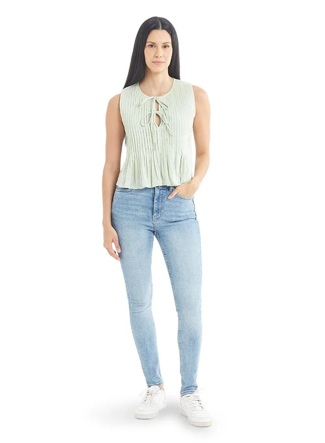 Asharae  Women's Sleeveless Solid Top With Pin Tucks  Comfortable Material, Breathable Daily Wear, Casual Fashion Outfit, Special Occasion Outfit, Trendy & Chic Apparel for Women | Best Price UAE