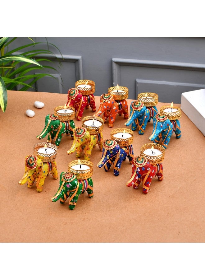 Pride Store Elephant Tealight Candles Holder for Birthday, Diwali, Festival Decoration Christmas Corporate Gifts Elephant Tealight Candle Holder Home Decoration Items for Diwali (Elephant Pack 10) - Image 1