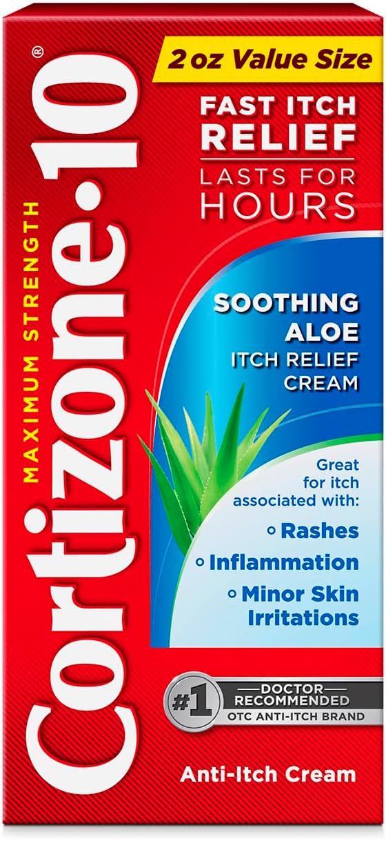 Cortizone 10 Cortizone10 Maximum Strength Soothing Aloe Itch Relief Cream 1 Hydrocortisone FastActing AntiItch Cream for Bug Bites Rash Eczema Psoriasis Poison Ivy Oak Sumac More 2 oz - Image 1