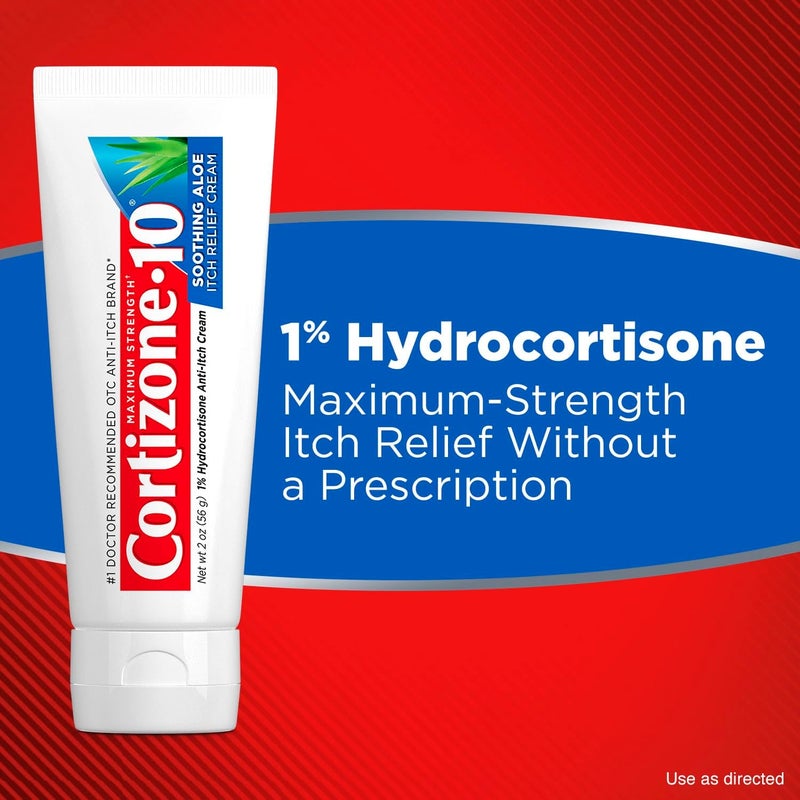 Cortizone 10 Cortizone10 Maximum Strength Soothing Aloe Itch Relief Cream 1 Hydrocortisone FastActing AntiItch Cream for Bug Bites Rash Eczema Psoriasis Poison Ivy Oak Sumac More 2 oz - Image 4