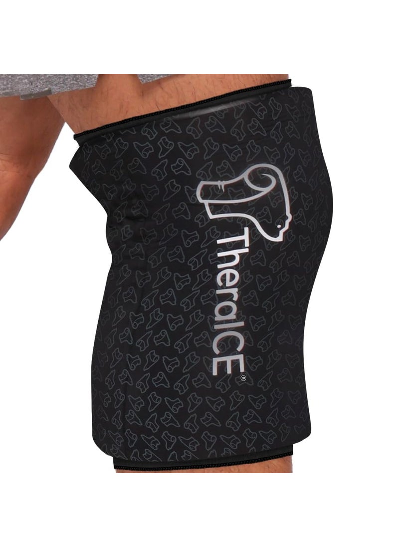 TheraICE TheraICE Knee Ice Pack Wrap PRO Compression Sleeve, Reusable Gel Cold Packs Brace Also for Elbow, Ankle & Calf - Flexible Cold Wrap Recovery, FocusZone Technology for Extra Cooling & Pressure (M) 