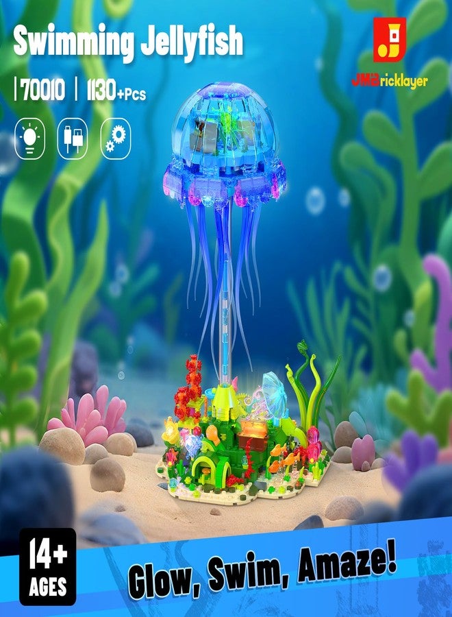 JMBricklayer Jellyfish Building Set with LED Lights, Ocean Animal Collection Toy, Floating Jellyfish Lamp, Sea Creature Display for Adults, Home & Office Decor, Creative Gifts for Boys Girls 14+ - Image 2