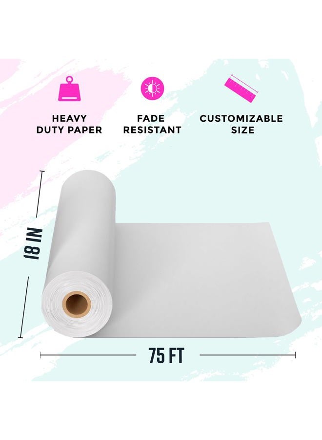 Bryco Goods White Kraft Arts and Crafts Paper Roll – 2 Pack of 18” x 75' (900 Inch) Rolls - Ideal for Paints, Wall Art, Easel Paper, Fadeless Bulletin Board Paper, Gift Wrapping Paper & Kids Crafts - Made in USA - Image 3