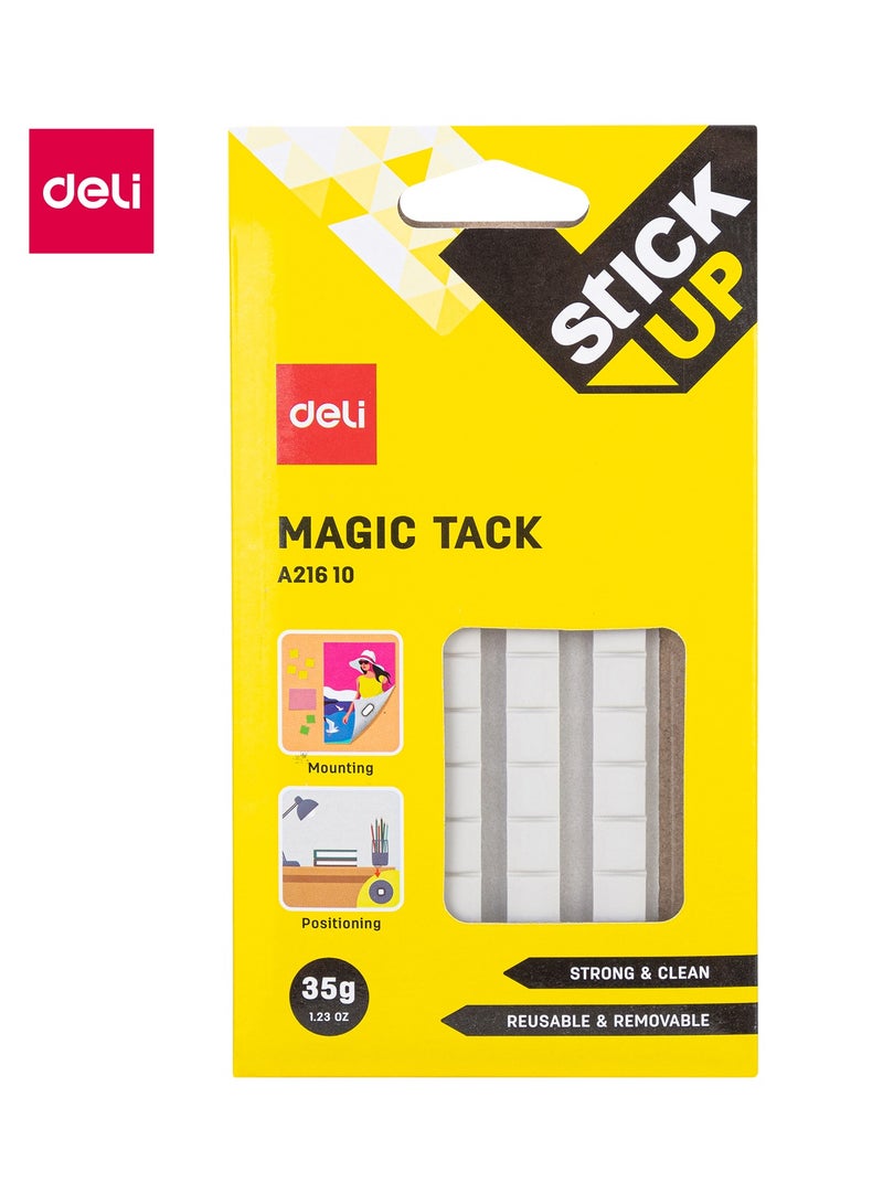 Deli EA21610 STICK UP Magic Tack, 35g, 5x15pcs, White, Reusable Adhesive Putty for Home, Office & School - Image 1