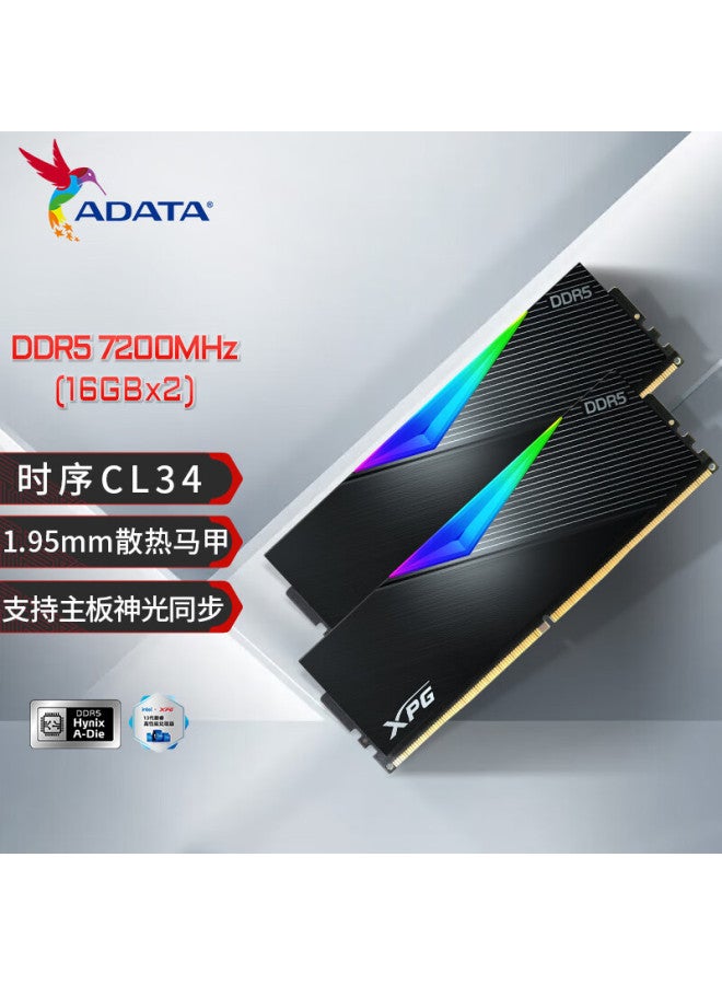 ADATA رام إكس بي جي D500G أداطا لونغياو 32 جيجابايت DDR5 7200 CL34 شرائح هاينكس A Die للألعاب RGB - Image 1