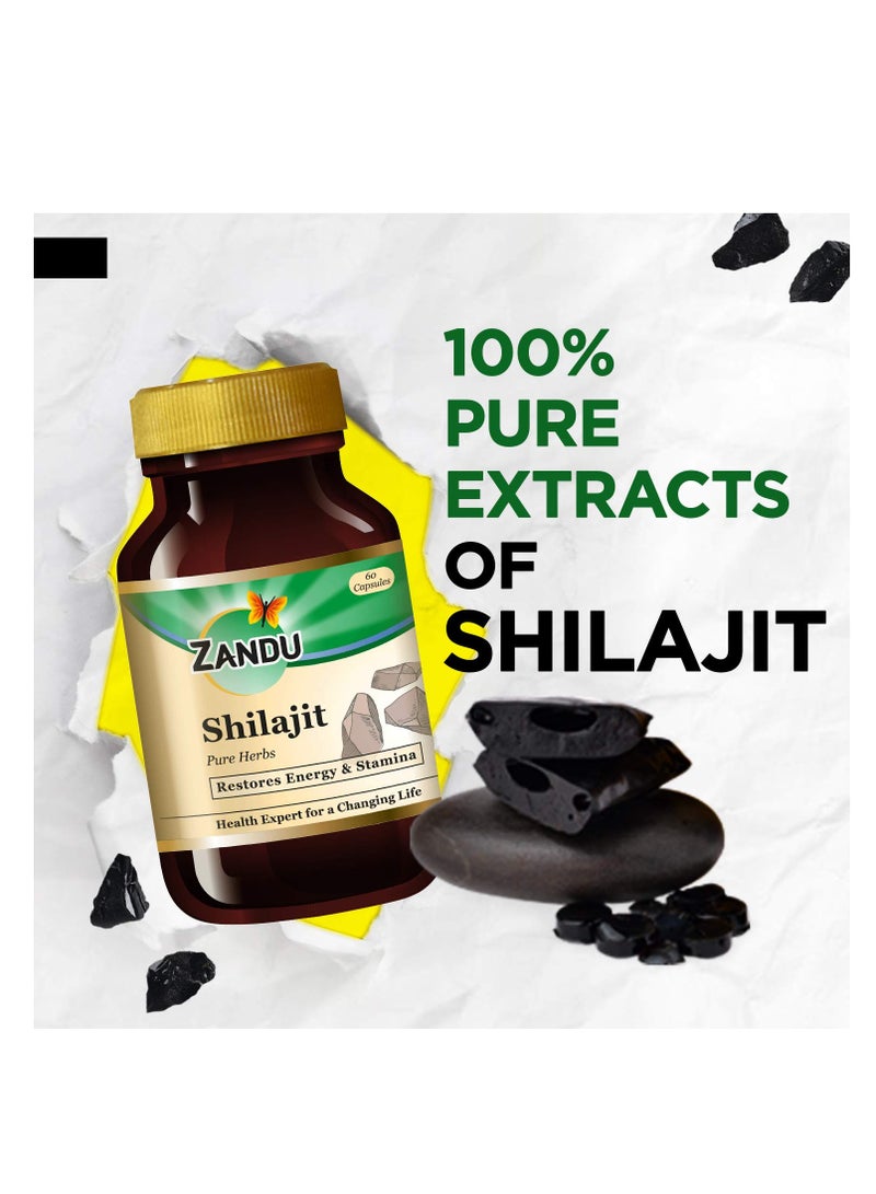 Zandu Shilajit Capsule 60 capsules Original and Pure Himalayan Shilajeet Boosts Immunity Strength and Stamina - Image 2