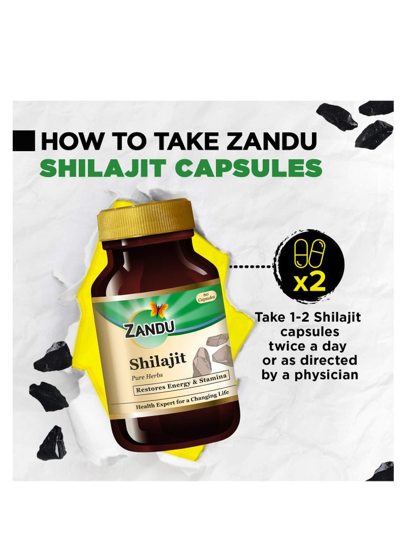 Zandu Shilajit Capsule 60 capsules Original and Pure Himalayan Shilajeet Boosts Immunity Strength and Stamina - Image 4