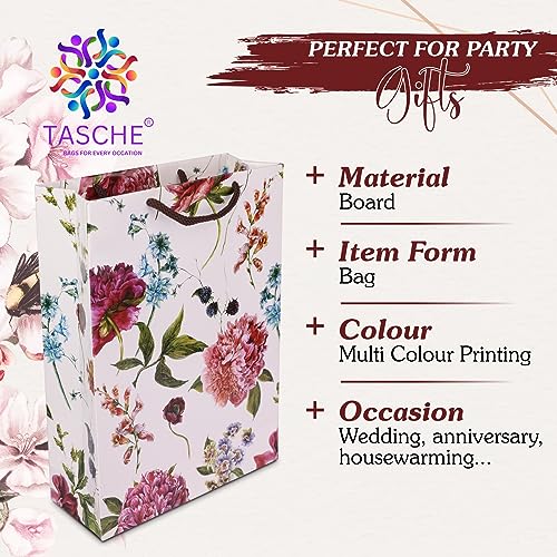 TASCHE Alekhya Design Paper Gift Bags for Return Gift, Small Presents, Weddings, Birthday, Holiday Presents,Multicolor (20.32 x 7.62 x 27.94 Cm, Pack of 10) - Image 4