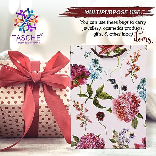 TASCHE Alekhya Design Paper Gift Bags for Return Gift, Small Presents, Weddings, Birthday, Holiday Presents,Multicolor (20.32 x 7.62 x 27.94 Cm, Pack of 10) - Image 2