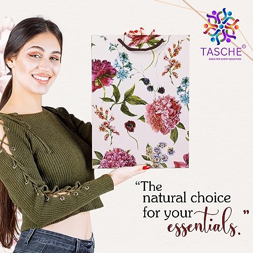 TASCHE Alekhya Design Paper Gift Bags for Return Gift, Small Presents, Weddings, Birthday, Holiday Presents,Multicolor (20.32 x 7.62 x 27.94 Cm, Pack of 10) - Image 5