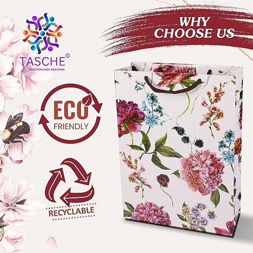 TASCHE Alekhya Design Paper Gift Bags for Return Gift, Small Presents, Weddings, Birthday, Holiday Presents,Multicolor (20.32 x 7.62 x 27.94 Cm, Pack of 10) - Image 3