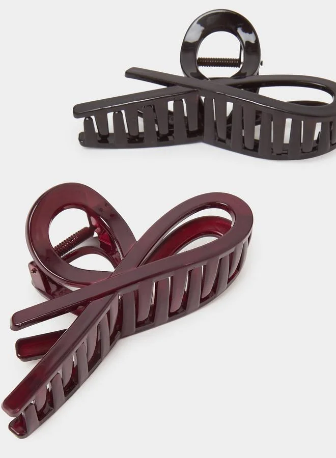 Styli  Pack of 2 - Multi-Color Ribbon Hair Claws for Women | Best Price UAE