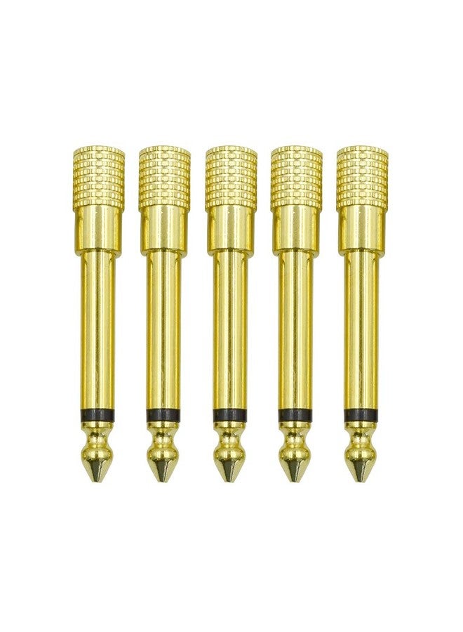 Hxchen 1/4 Mono to 1/8 Mono Adapter, 5-Pack 6.35mm TS Male to 3.5mm Female Audio Connectors (Gold) - Image 1