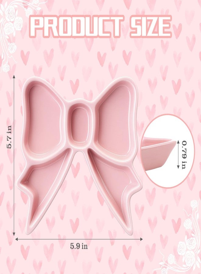 LemonRoad Coquette Bow Ceramic Jewelry Dish Pink Jewelry Tray Decor Storage Rings Necklace Earrings Organizer for Room Decor Gift - Image 3
