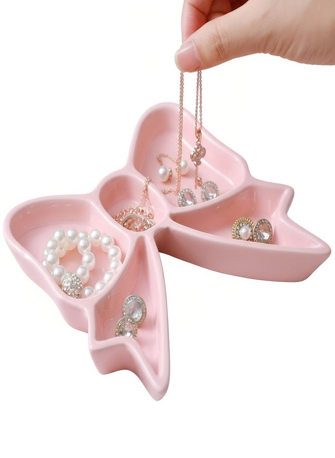 LemonRoad Coquette Bow Ceramic Jewelry Dish Pink Jewelry Tray Decor Storage Rings Necklace Earrings Organizer for Room Decor Gift - Image 1