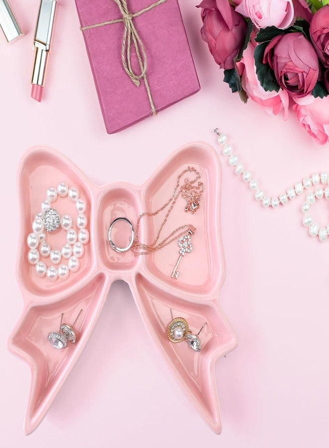 LemonRoad Coquette Bow Ceramic Jewelry Dish Pink Jewelry Tray Decor Storage Rings Necklace Earrings Organizer for Room Decor Gift - Image 2