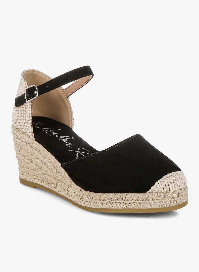 لندن راج صندل إسبادريل من الألياف الدقيقة باللونين الأسود والبيج