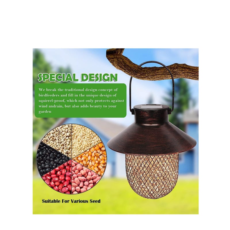 SOLARAE Bird Feeders Squirrel Proof Wild Bird Seed Feeders Outdoor Bird Feeders Waterproof with Seed Capacity for Cardinal Sparrow Finch Chickadee etc for Outdoors Hanging - Image 3