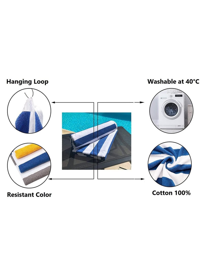 SIGNOOLA Beach Towel 100% Cotton , Dark blue stripe, 70x 180cm  - Image 2