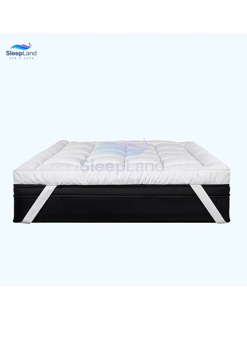 سليب لاند بكج النوم الفندقي – لباد 200×200 سم + واقي مرتبة + طقم واقي مخدة + منشفة قطن 70×140 سم + مفرش فندقي بيج - Image 2