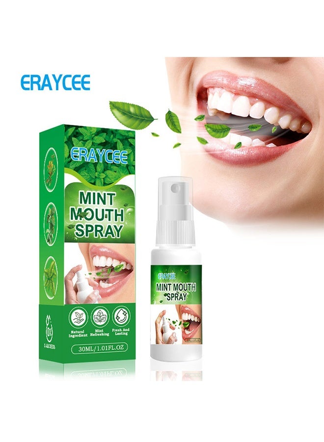 ERAYCEE Mint Mouth Spray, Fresh Breath Spray Bad Breath Treatment for Adults, Dry and Bad Mouth Smell Removing Spray, Easy to Carry and Handy Fresh Breath Serum 30ML - Image 1